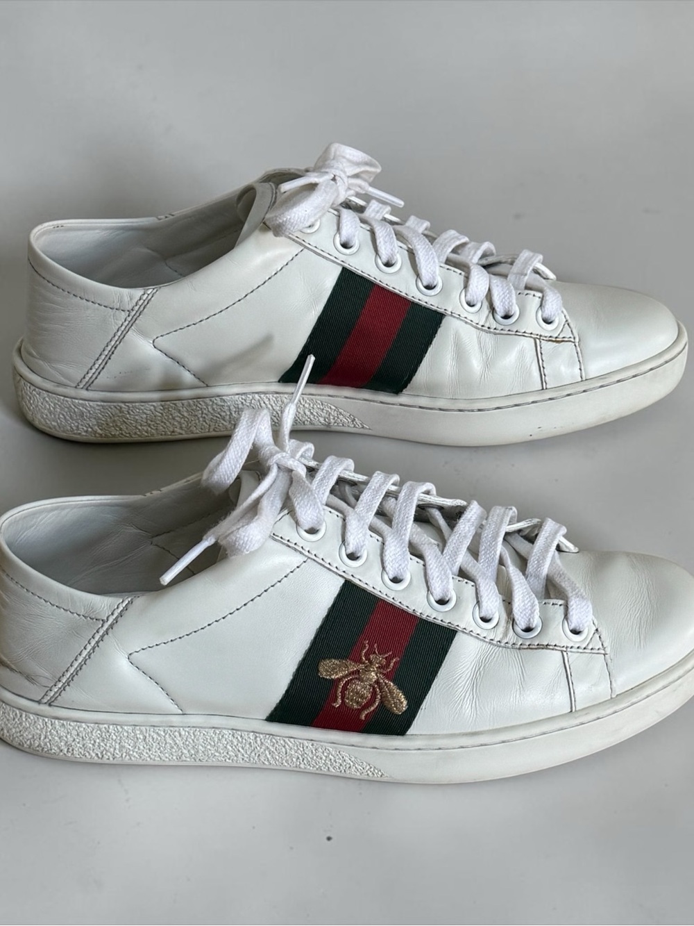 Authenticated Gucci Ace Bee White Leather Sneakers! 36 (EU) 6 / 6.5 (US) COA!